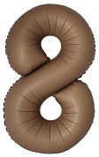 Шар (34''/86 см) Цифра, 8 Slim, Шоколад, Матовый, 1 шт.