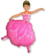 Шар (40''/102 см) Фигура, Балерина, Розовый, 1 шт.