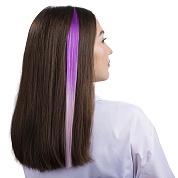 Цветная прядь для волос, Двухцветная, на заколке, 5,5 гр., Сиреневый/Светло-розовый, 50*3,3 см, 1 шт