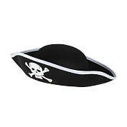 Шляпа, Веселый Пират, фетр, мини, Черный/Белый, 1 шт. 