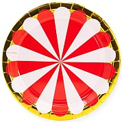 Тарелки (7''/18 см) Золотая кайма, Красный/Белый, 6 шт.