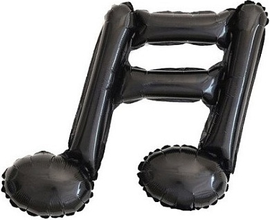 Шар с клапаном (17''/43 см) Мини-фигура, Нота двойная, Черный, 1 шт.