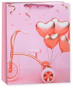 Пакет подарочный, С Любовью, Дизайн №1, Нежно-розовый, 24*18*8,5 см, 1 шт.