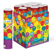 Пневмохлопушка (12/30 см), С Днем Рождения, Яркий праздник, Конфетти тишью, Круги, Ассорти, 1 шт.