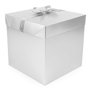 Коробка подарочная, складная Атласный бант, Серебро, Металлик, 21*21*21 см, 1 шт. в упак. 