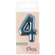 Свеча Цифра, 4, Фантом, Хамелеон, 6 см, 1 шт. с держат.
