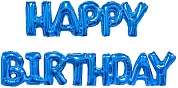 Шар (17''/43 см) Мини-фигура, Надпись "Happy Birthday", Синий, 1 шт. в уп.