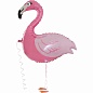 Шар (38''/97 см) Ходячая Фигура, Фламинго, Розовый, 1 шт. в упак.