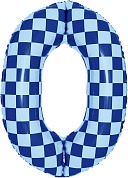 Шар (34''/86 см) Цифра, 0 Клеточки, Голубой/Синий, 1 шт. в уп.