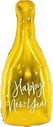 Шар (32''/81 см) Фигура, Бутылка Шампанское, Сверкающие звезды, Золото, 1 шт.