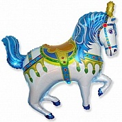 Шар (39''/99 см) Фигура, Лошадь ярмарочная, Синий, 1 шт.