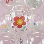 Шар (12''/30 см) Яркие цветы, С Днем Рождения!, Белый (801)/Прозрачный (701), кристалл, 2 ст, 25 шт.