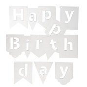 Гирлянда Флажки, Happy Birthday, Белый, с блестками, 20*210 см, 1 шт.