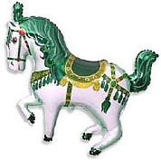 Шар 36"/90см Лошадь карусельная, зеленый