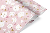 Упаковочная бумага (0,7*1 м) Котенок Принцесса, Розовый, 10 шт.