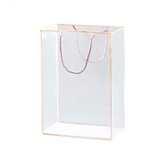 Пакет для цветов, Элегант с каймой, Прозрачный/Светло-розовый, 35*24,5*15 см, 1 шт.