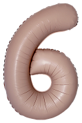 Шар (34''/86 см) Цифра, 6 Slim, Винтажная роза, Матовый, 1 шт.