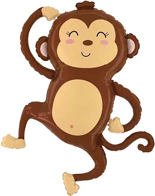 Шар (35''/89 см) Фигура, Веселая обезьянка, 1 шт.