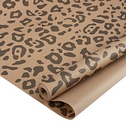 Упаковочная бумага, Крафт 50гр (0,6*10 м) Леопард, Черный, 1 шт.