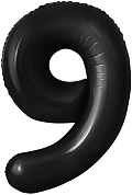 Шар с клапаном (16''/41 см) Мини-цифра, 9, Черный, 1 шт. 