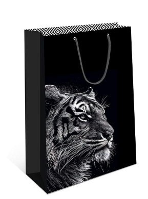 Пакет подарочный, Тигр, Черный, 22,3*18*10 см, 1 шт.