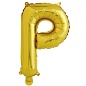 Шар с клапаном (16''/41 см) Мини-буква, Р, Золото, 1 шт. в упак.