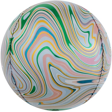 Шар (24''/61 см) Сфера 3D, Мраморная иллюзия, Разноцветный, Агат, 1 шт.