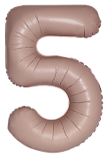 Шар (34''/86 см) Цифра, 5 Slim, Винтажная роза, Матовый, 1 шт.