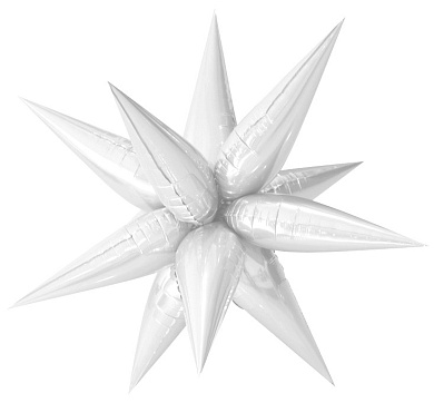 Шар (26''/66 см) Звезда, 3D Составная, Белый, 1 шт. в упак.
