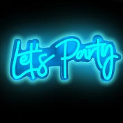 Световая надпись на подложке Let's Party, 18,5*43 см. Голубой, 1 шт.