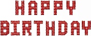Набор шаров-букв (16''/41 см) Мини-Надпись "Happy Birthday", Пиксели, Красный, 1 шт. в упак.