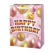 Пакет подарочный, С Днем Рождения (пастель), Дизайн №4, с блестками, 40*31*12 см, 1 шт.