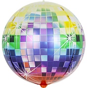 Шар (24''/61 см) Сфера 3D, Сверкающее диско, Разноцветный, Градиент, 1 шт.