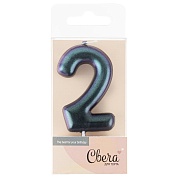 Свеча Цифра, 2, Фантом, Хамелеон, 6 см, 1 шт. с держат.