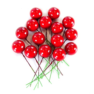 Декоративные глянцевые шарики Красный, 1,5 см, 15 шт. в упак.