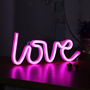 Световая надпись Love, Розовый, 13*35 см. 1 шт.