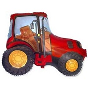 Шар (12''/30 см) Мини-фигура, Трактор, Красный, 1 шт.