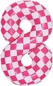 Шар (34''/86 см) Цифра, 8 Клеточки, Розовый/Фуше, 1 шт. в уп.