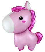 Шар (14''/36 см) Мини-фигура, Маленькая лошадка, Розовый, 1 шт.