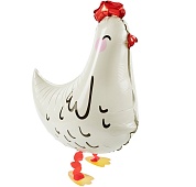 Шар 3D (23''/58 см) Ходячая Фигура, Курица, Белый, 1 шт. в уп.