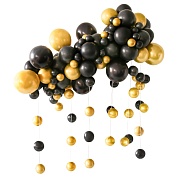 Гирлянда из воздушных шаров, Набор №4, Черный/Золото, Хром, 95 шт. в упак.