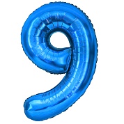 Шар (40''/102 см) Цифра, 9, Синий, 1 шт. в уп.