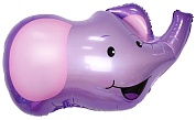 Шар с клапаном (15''/38 см) Мини-фигура, Голова, Милый Слоник, Фиолетовый, 1 шт.