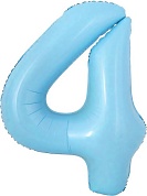 Шар с клапаном (16''/41 см) Мини-цифра, 4, Голубой, 1 шт. 