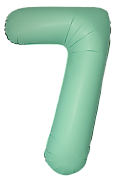 Шар (34''/86 см) Цифра, 7 Slim, Мятный, Матовый, 1 шт.