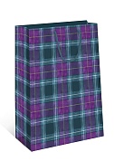 Пакет подарочный, Шотландская клетка, Фиолетовый, 22,3*18*10 см, 1 шт.
