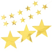 Гирлянда-подвеска Звезда, Золото, Металлик, 200 см, 7 см*20 шт, 1 упак.