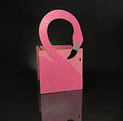 Декоративный ящик Фламинго, Розовый, с блестками, 14*22*12 см, 1 шт.