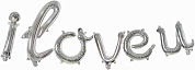 Набор шаров-букв (17''/43 см) Мини-Надпись "I Love..." (изящный курсив), Серебро, 1 шт. в упак.