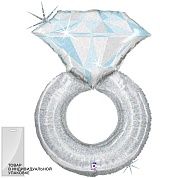 Шар (31''/79 см) Фигура, Кольцо с бриллиантом, Серебро, Голография, 1 шт. в уп.